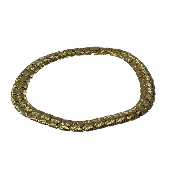 Gold Tone Choker Chain Braided Style Box Clasp 18 inch - Picture 4 of 7